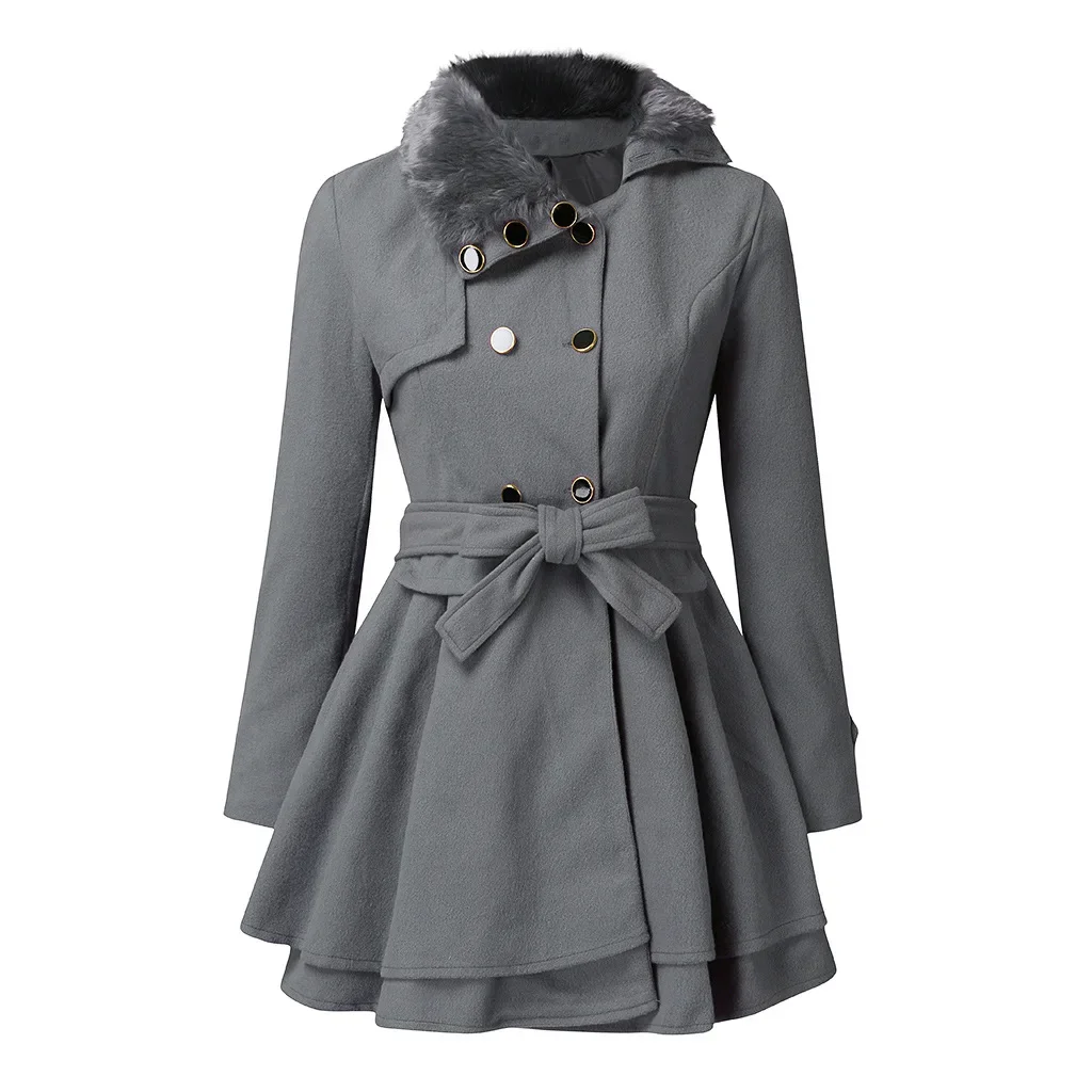 Women Coats Vintage Double Breasted Belt Slim Jackets Autumn Winter Korean Coat England Style Trench Medium-length Overcoat - Image 5