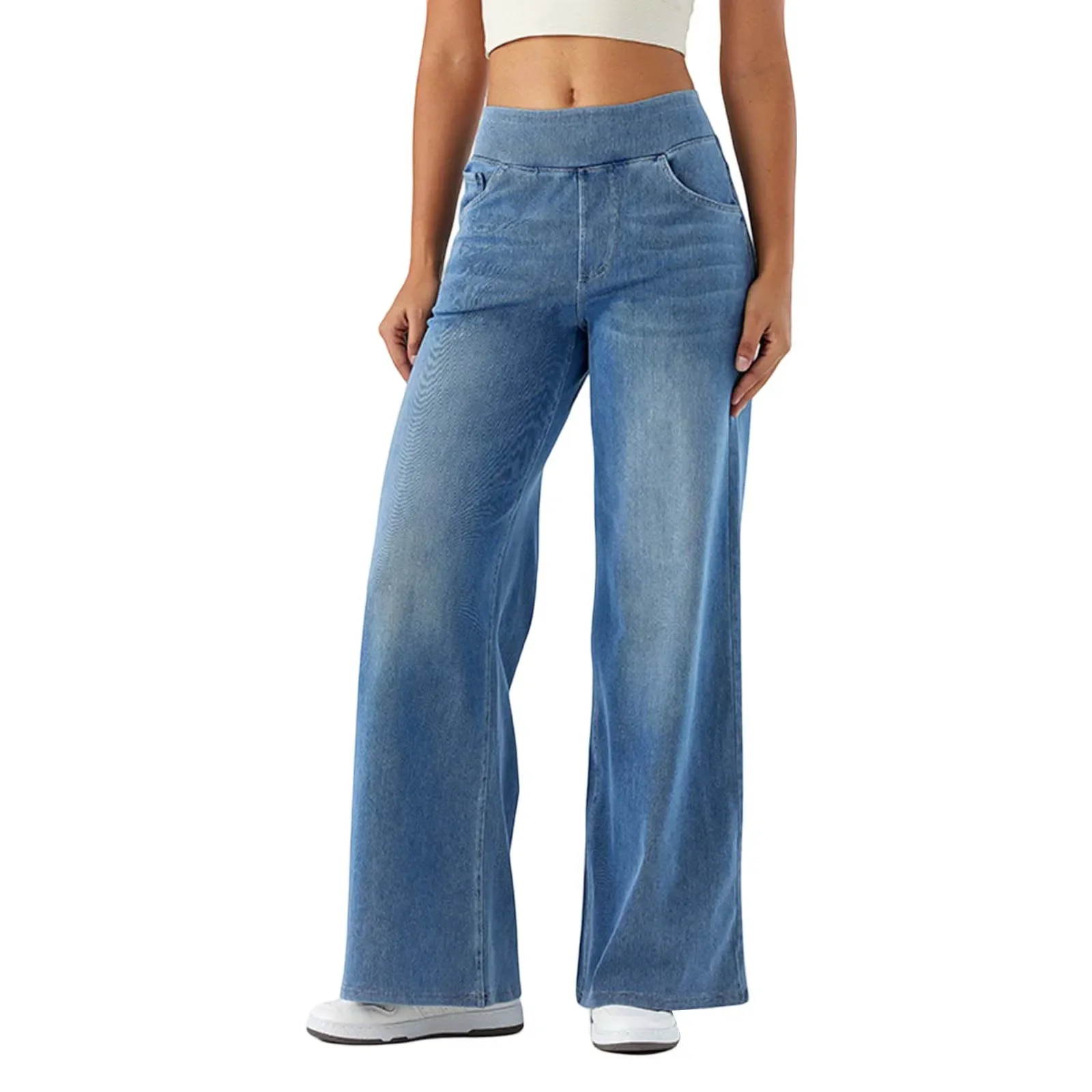 Women Baggy Jeans Streetwear High Waist Wide Leg Denim Pants Retro Elastic Waist Blue Loose Female Trousers 2025 - Image 7