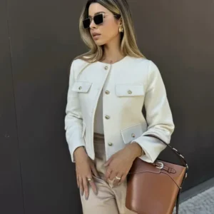 2025 New Woman Jackets Outerwears Long Sleeve Cropped Fashion Jacket for Women Button Short Coats Elegant Women's Coat