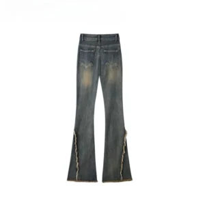 Alternative view of Baggy Jeans Women High Waist Jeans Flare Pants Denim Straight Loose Autumn Long Streetwear Slim Fit Trousers Fray Tassel Vintage