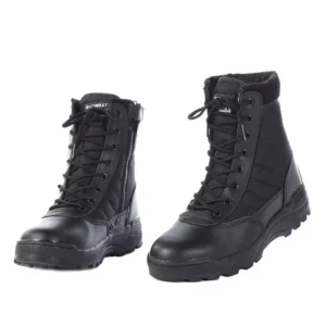 Men's Outdoor High-top Leather Boots Tactical Military Boots Black