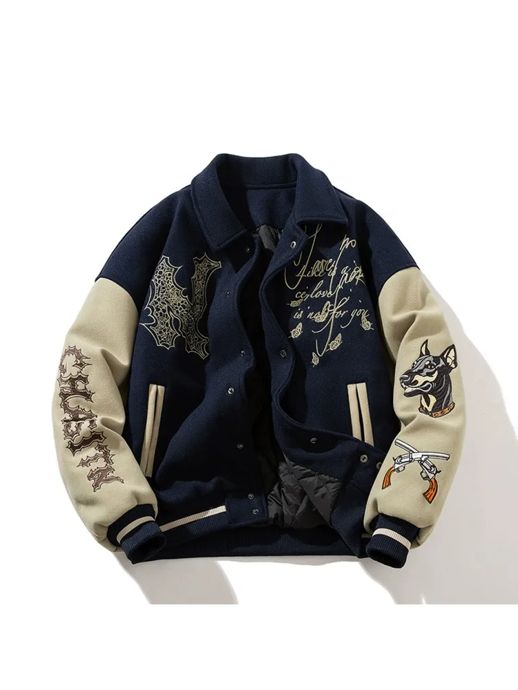Man Baseball Jacket Winter Letter Embroidery Varsity Jacket Women American Vintage Coat Warm Fashion Hip Hop Original Original