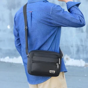 Alternative view of Men's business bag with double pockets, can be worn crossbody or over the shoulder, suitable for business trips.