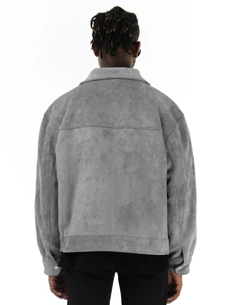 Autumn Jackets Oversize Casual Clothes High Street Pockets Laper Zipper Suede Thick Coat Mens Windbreaker Loose - Image 3