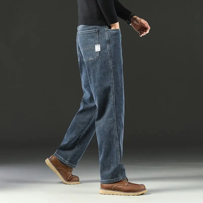 Spring and Autumn Men's Baggy Jeans Casual Straight Stretch Versatile Wide-leg Business Denim Pants Comfortable Loose Trousers - Image 2
