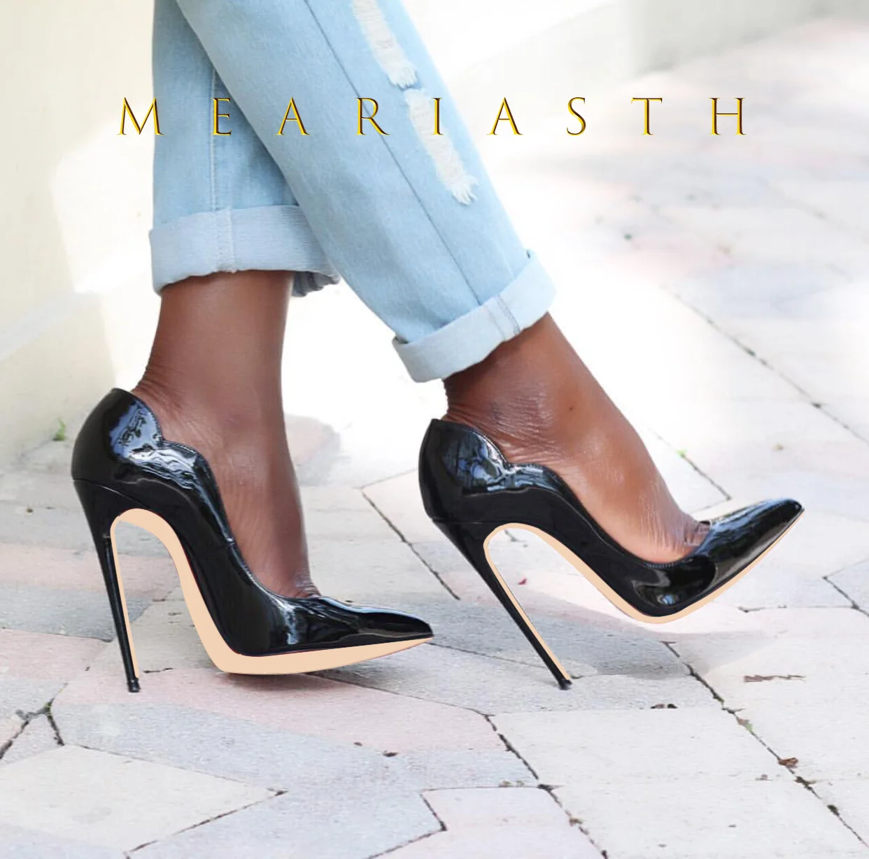 12cm Heels Women Patent Leather High Thin Heel Shoes - Image 3