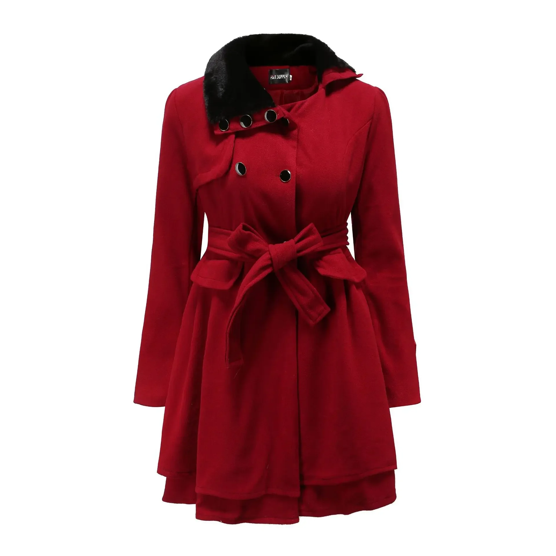 Women Coats Vintage Double Breasted Belt Slim Jackets Autumn Winter Korean Coat England Style Trench Medium-length Overcoat - Image 9