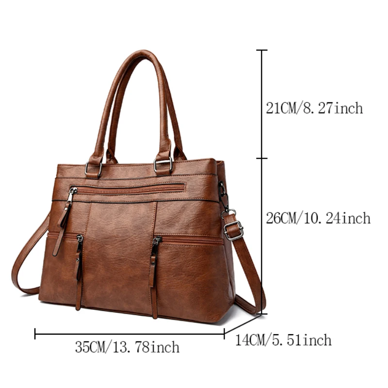 Women's handbag - vintage handbag with detachable shoulder strap - zipper closure, work and travel bag - durable - Image 5