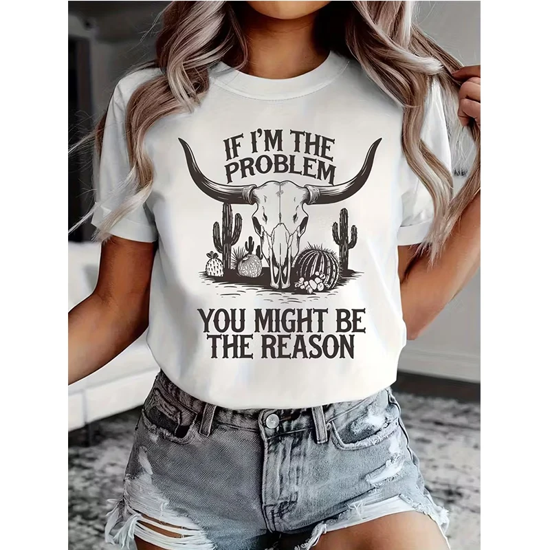 Women's Round Neck Short Sleeve T-Shirt Western Cowgirl Graphic Tee Tops Woman Funny Graphic T Shirt 90s Y2k Streetwear Clothing - Image 6
