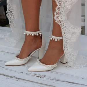 Alternative view of Pointed High Heels Thick Heel Sexy Pearl