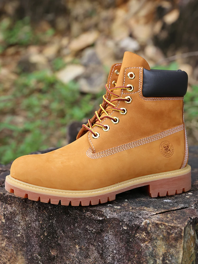 Cowhide Hiking Shoes Men Waterproof Male Motorcycle boots travel sneakers - Image 3