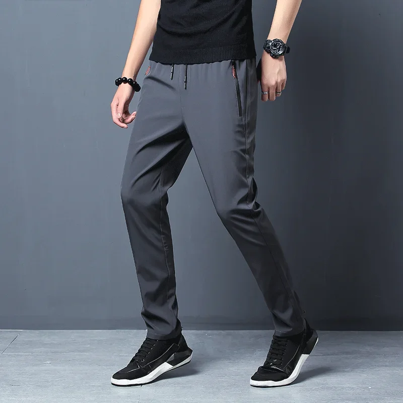 Men's Casual Pants Straight Slim Fit Elastic Waist Jogger Korean Classic Blue Black Gray Male Brand Trousers Plus Size - Image 4
