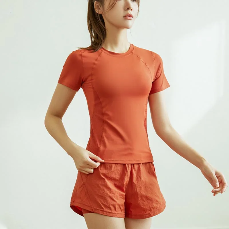 Women Gym Yoga Wear Sport High Waist Short Pocket Run Women Sportswear Fitness Outfi Push Up Quick Drying Summer Sport Clothing - Image 5