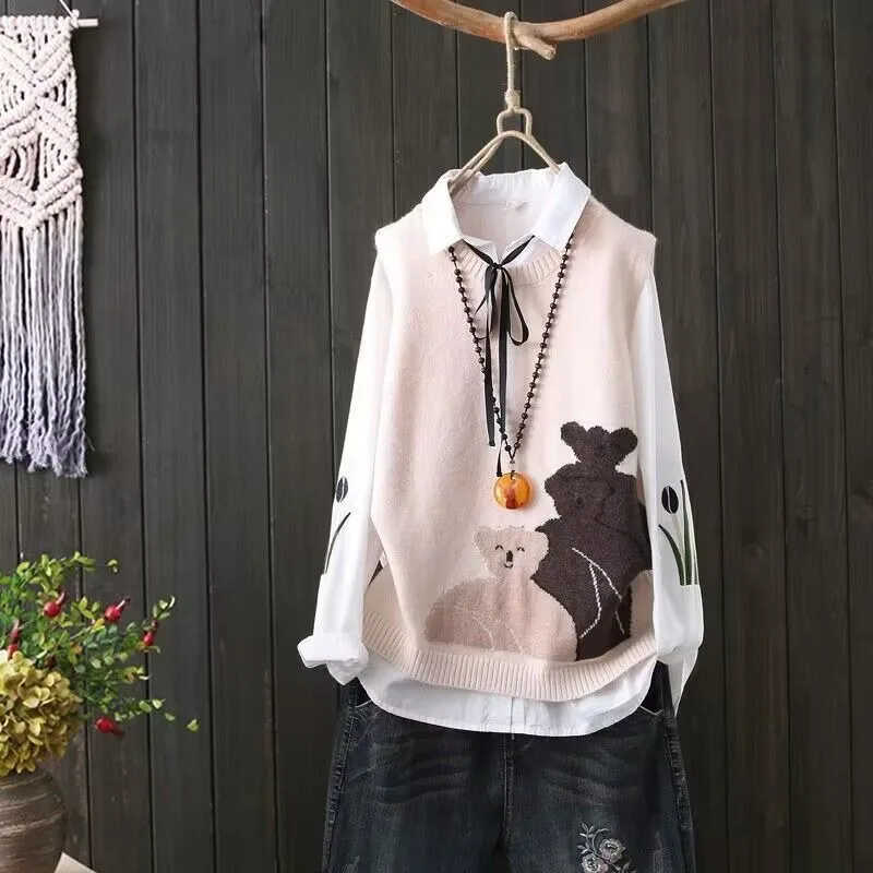 Round O Neck Knit Vests For Women Wear To Work The Trip Fashion Clothing 2025 Smooth Tops Waistcoat Casual Yellow Lady Sweaters - Image 4
