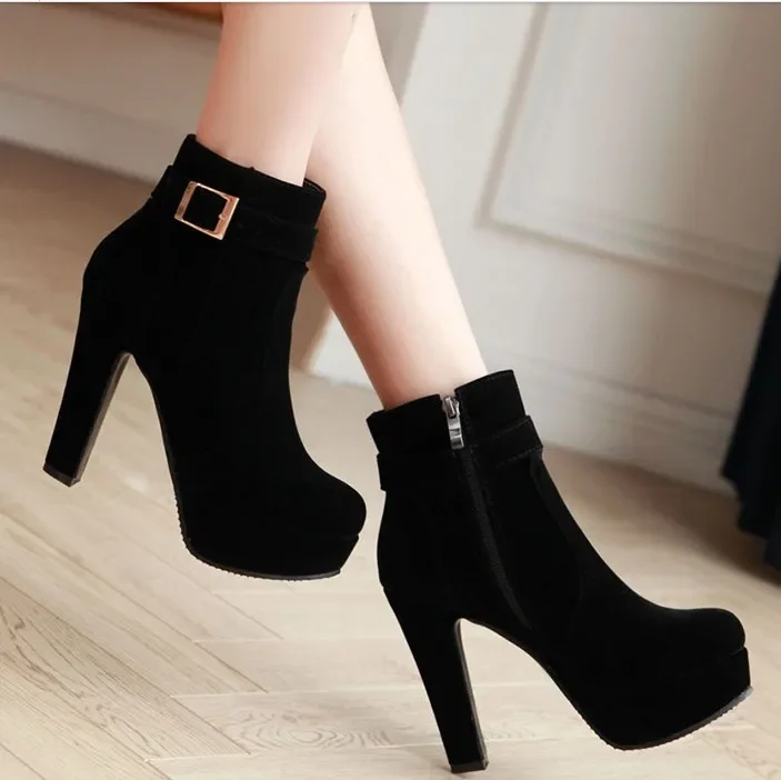 High Heels Women Ankle Boots Lace Up Fall Winter Platform Ladies Boots - Image 7