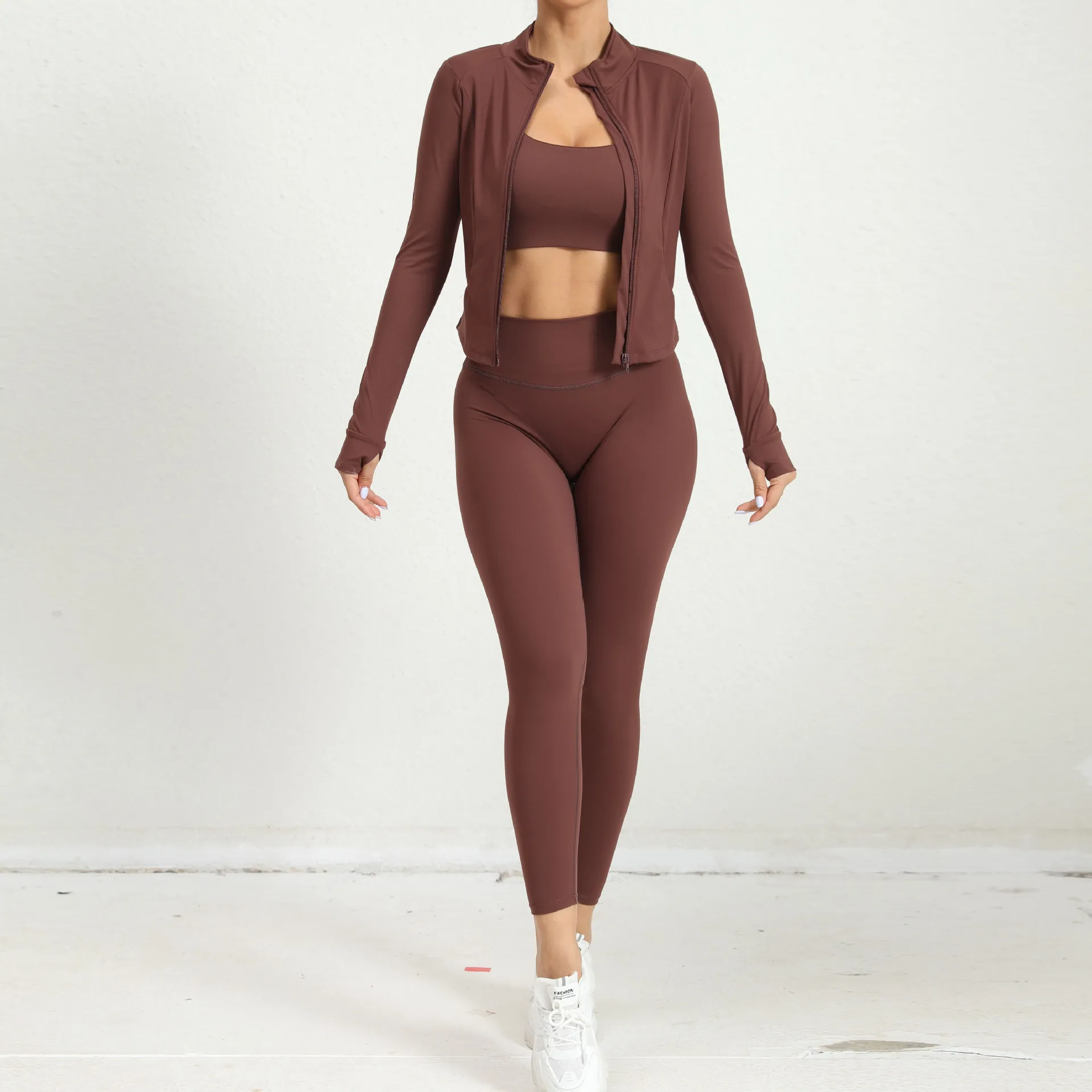 Yoga Gym Sets Jacket Leggings Sportswear Woman Gym Sports and Fitness Workout Clothes for Women 2 Piece Sets Womens Outfits - Image 10
