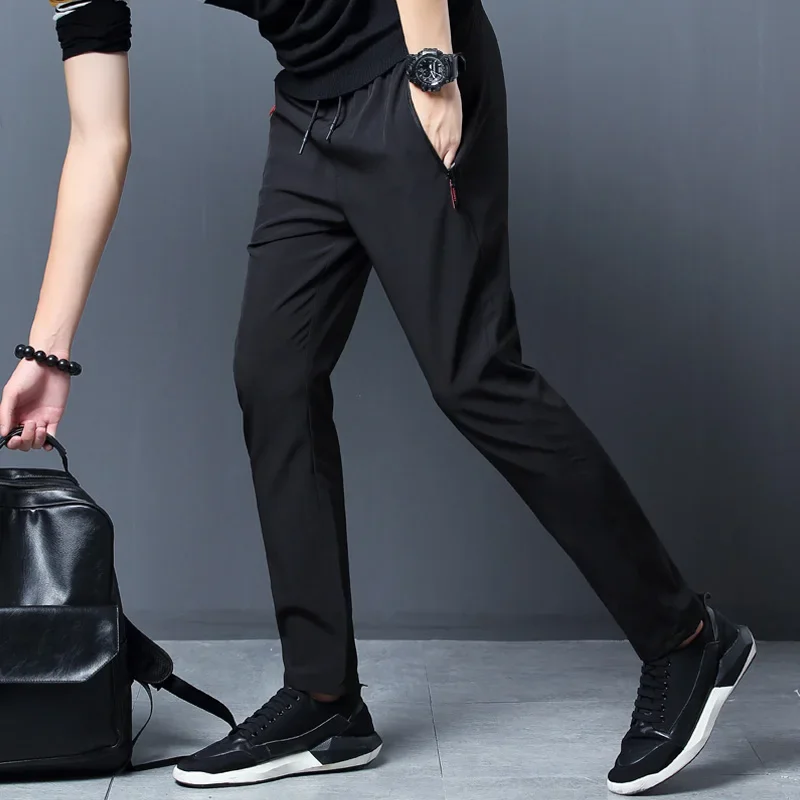 Men's Casual Pants Straight Slim Fit Elastic Waist Jogger Korean Classic Blue Black Gray Male Brand Trousers Plus Size - Image 5