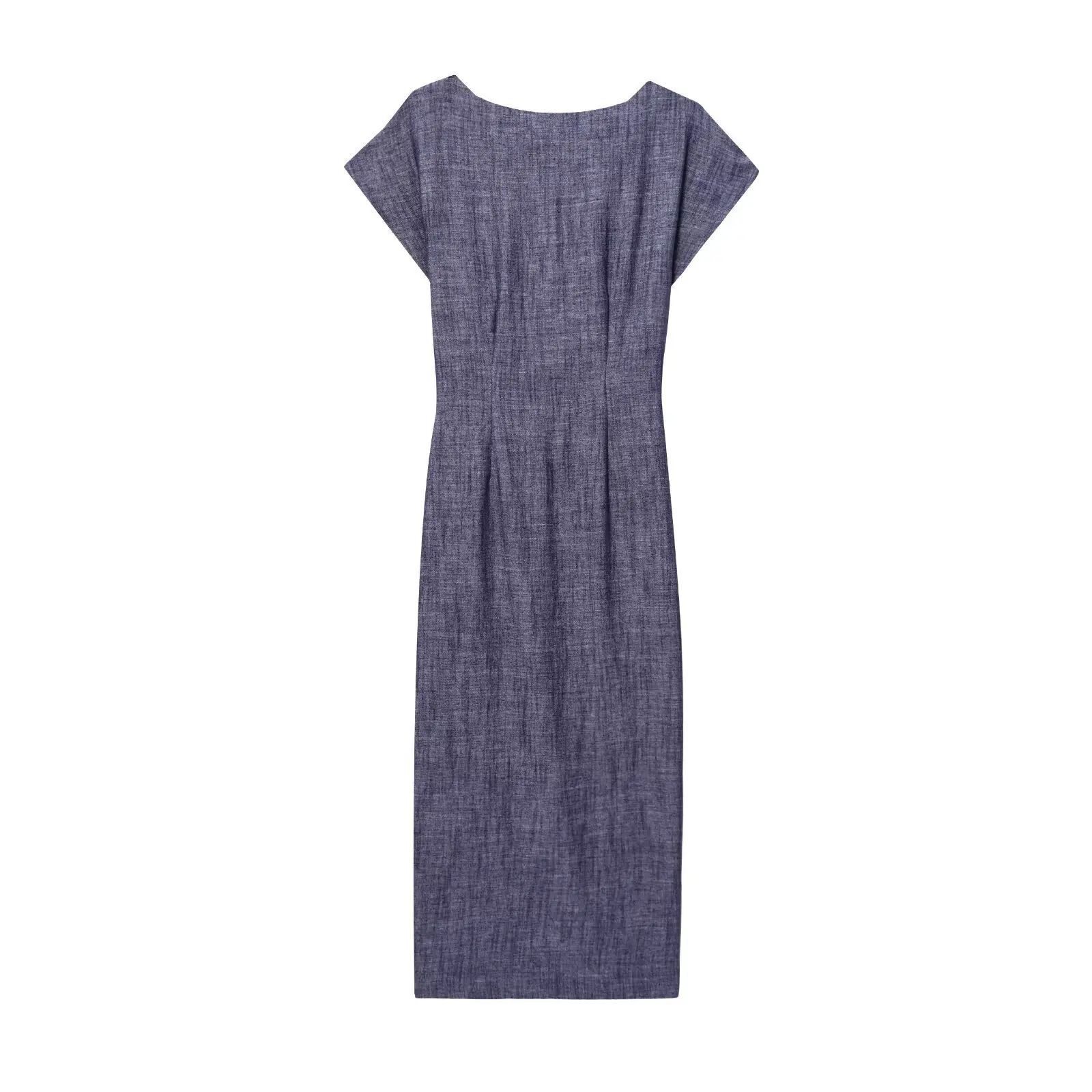 Women's elegant knotted round neck dress short sleeve waist long dress 2025 summer fashion commuting leisure holiday dress - Image 2