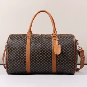 Mature and Elegant Patterned Dark-Colored Luggage Organizer Handbag, Sturdy and Durable with Smooth Zipper, Large Capacity for Carrying Suits, Clothes, Documents, Laptops, Shoes, Single Shoulder Crossbody with Dual Handles, Portable and Labor-Saving, Suitable for All Seasons, Ideal for Travel, Vacat