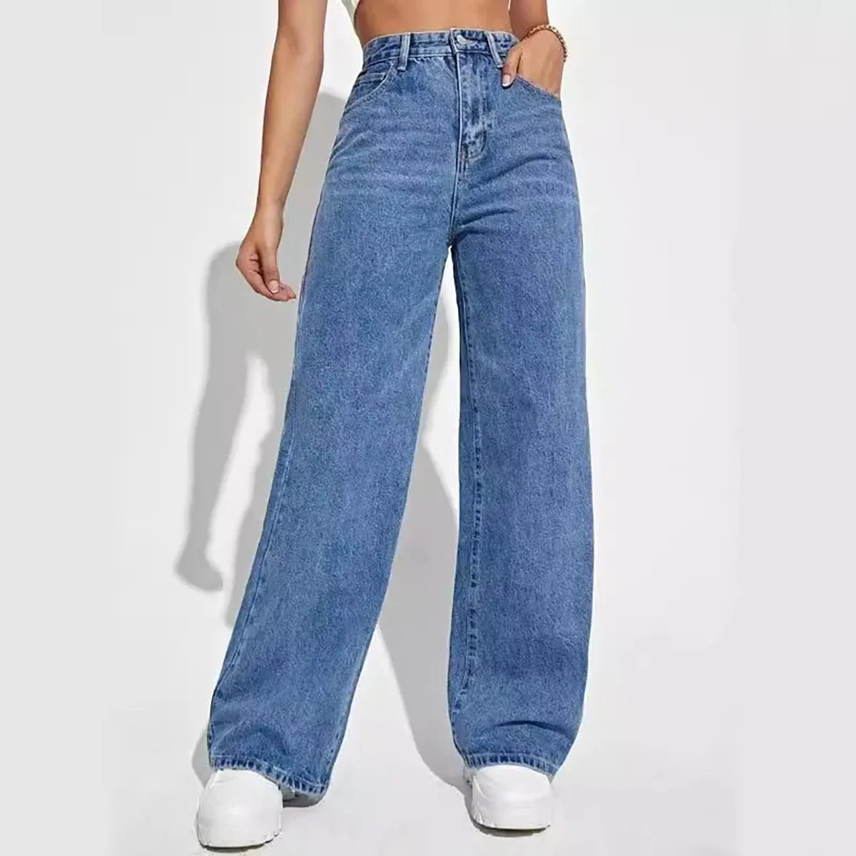 jeans women y2k High street baggy straight pants High waisted - Image 2