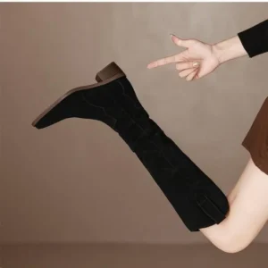 Alternative view of Middle Heel Shoes for Woman Footwear Elastic Long Winter Knee High Shaft Black