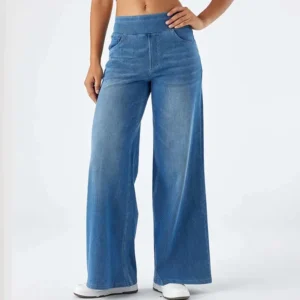 Alternative view of Women Baggy Jeans Streetwear High Waist Wide Leg Denim Pants Retro Elastic Waist Blue Loose Female Trousers 2025