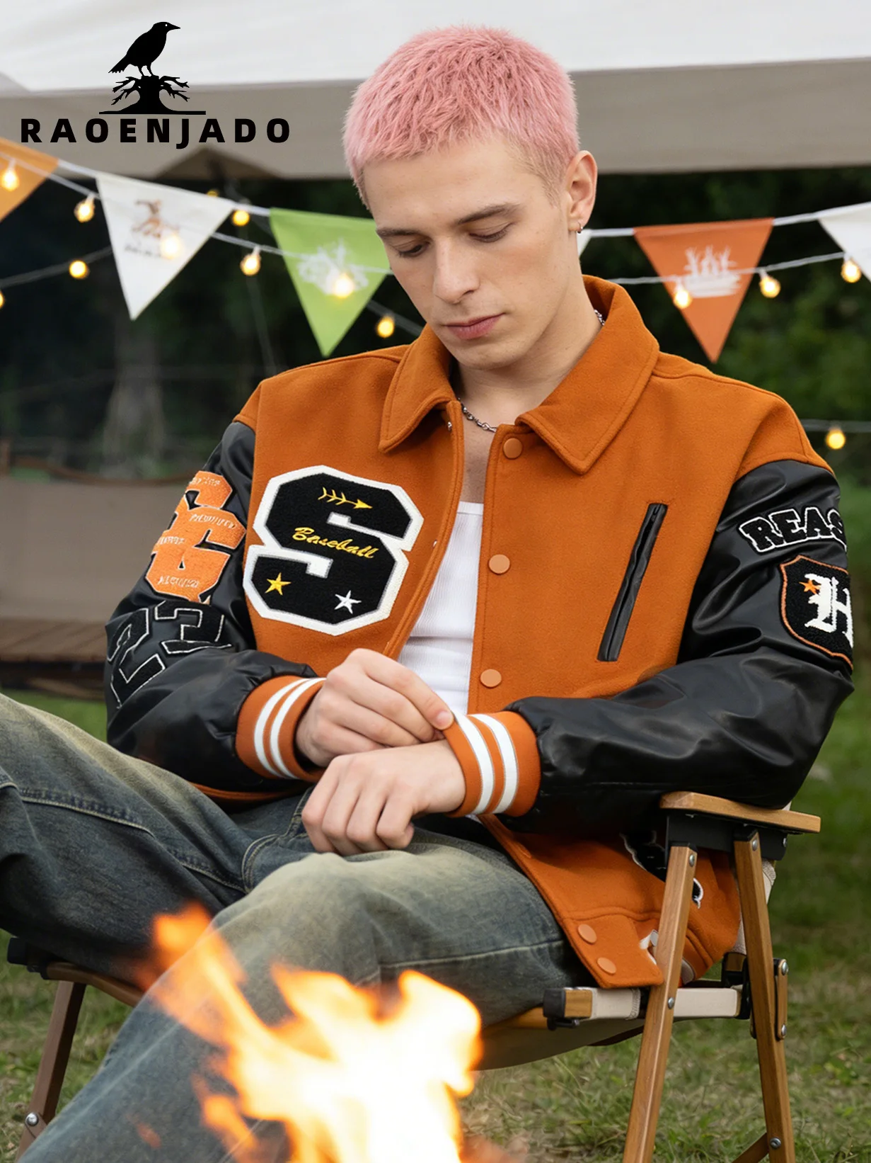 Men's Varsity Jacket Faux Leather Sleeve Vintage Motorcycle Coat Lertterman Bomber Lapel Collar Spring/Autumn Baseball Outerwear
