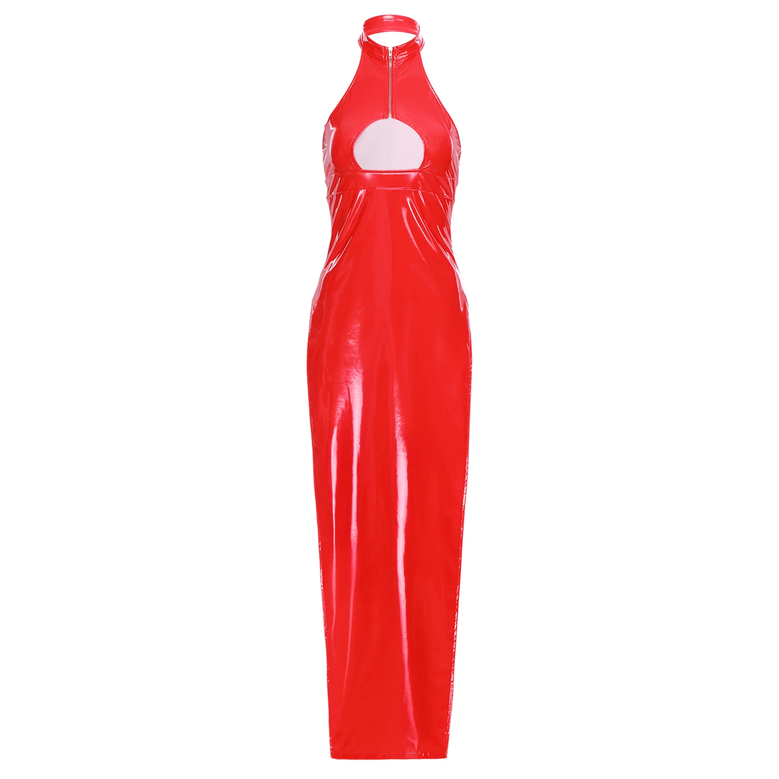 Womens Sexy Gothic PU Leather Bodycon Dresses - Image 8