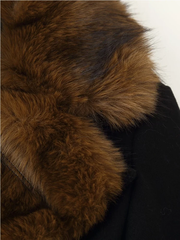 Women Leisure Leisure Jacket 2025 Fall Winter New Solid Color Long Sleeve Fur Collar With Belt Coat Female Chic Loose Outerwear - Image 5