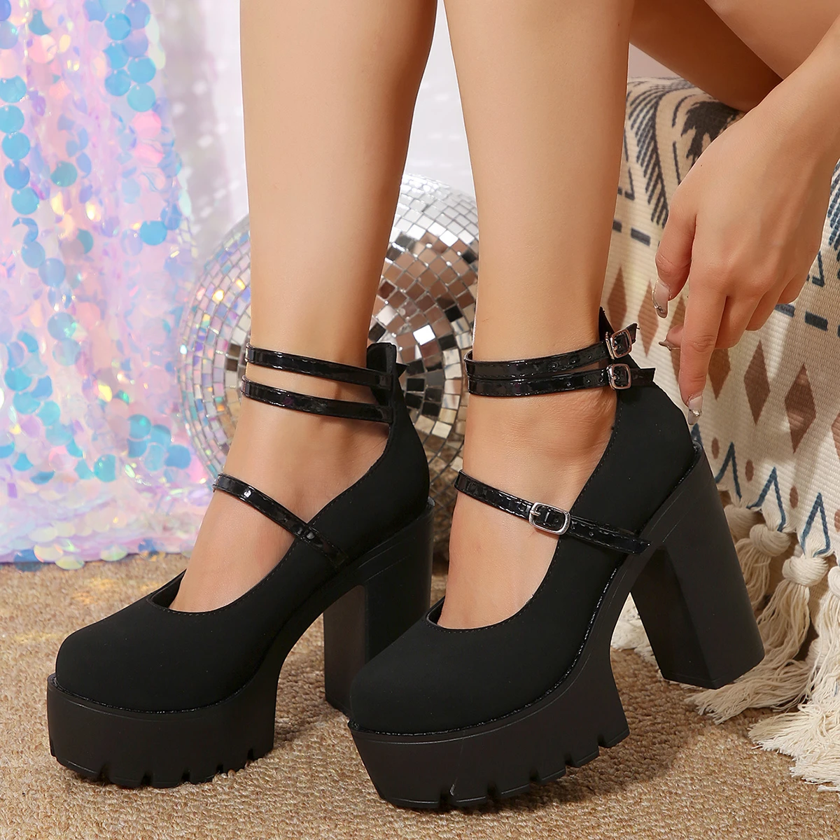 High Heels Women Mary Janes Shoes Woman Platform Fashion Sandal - Image 3