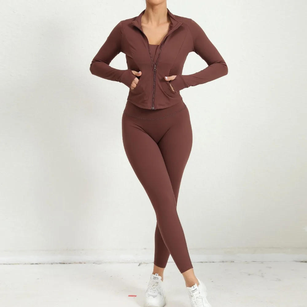 Yoga Gym Sets Jacket Leggings Sportswear Woman Gym Sports and Fitness Workout Clothes for Women 2 Piece Sets Womens Outfits - Image 5