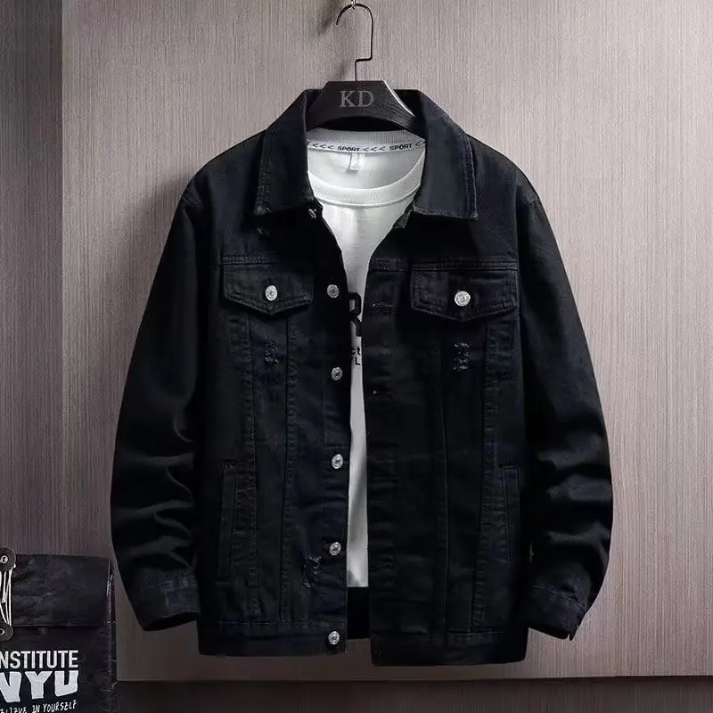 Men's Autumn All-Matching Jeans Jacket Loose Tooling Casual Denim Jacket Men Jeans Men's Clothing Coats man jackets - Image 5
