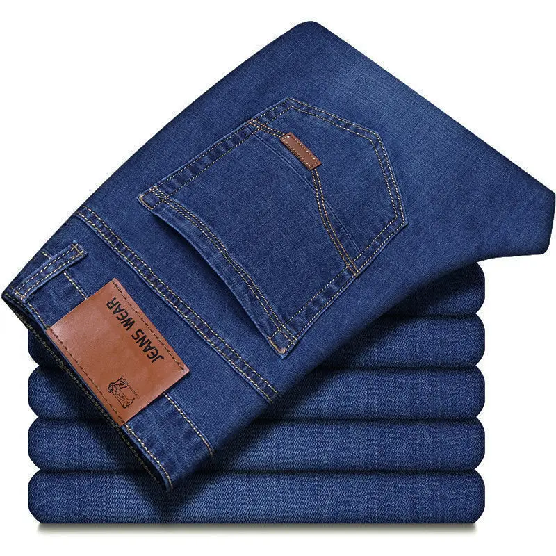 Men Fashion Straight Jeans Men 2025 New Stretch Slim Fit Pants Comfortable Soft Business Denim Trousers Male Brand Clothing - Image 5