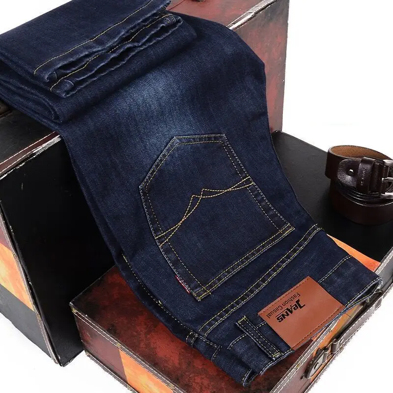 Men Fashion Straight Jeans Men 2025 New Stretch Slim Fit Pants Comfortable Soft Business Denim Trousers Male Brand Clothing - Image 2