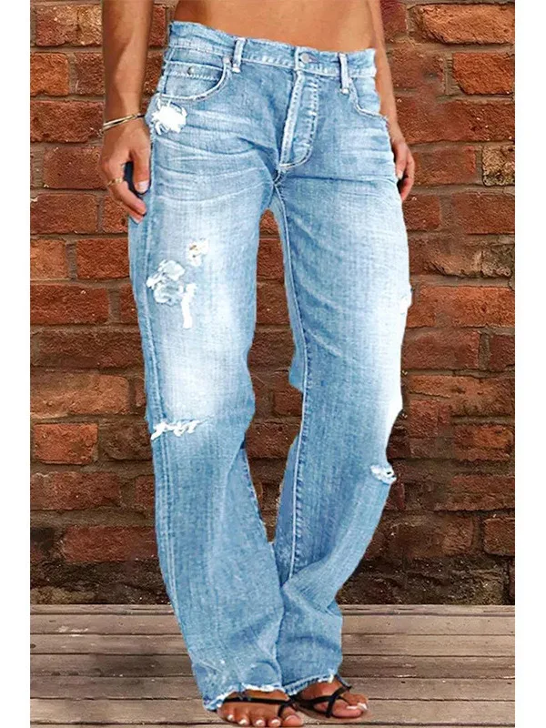 Washed Distressed Jeans for Women - Image 6