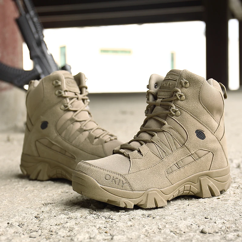 Men Tactical Boots Lace Up Breathable Male Army Boots Desert Boot Climbing Hiking - Image 3