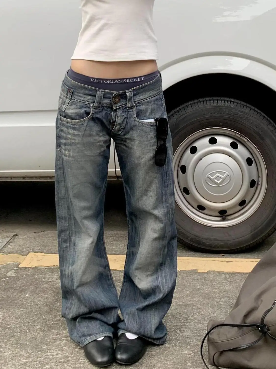 Women's Blue Y2k Baggy Jeans Denim Trousers American Vintage Jean Pants