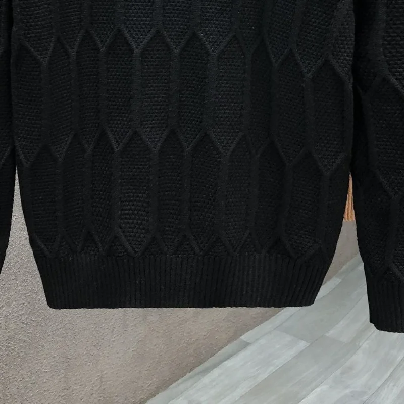 Men's Round Neck New Autumn and Winter Fashion Versatile Casual Sweater Solid Color Base Knit Sweater Loose Warm Top - Image 4