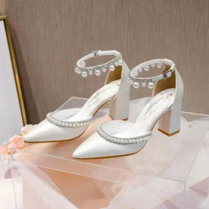 Pointed High Heels Thick Heel Sexy Pearl