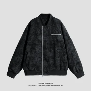 Men's Outdoor Sports Casual Windproof Breathable Trendy Baseball Jacket Comfortable Fashionable Tie Dye Imitation Leather Jacket