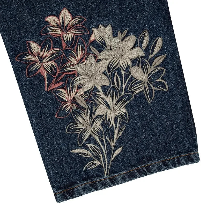 Y2K Baggy jeans washed Embroidery Flower Woman Harajuku streetwear American Vintage Gothic Casual Pants Men Women wide leg pants - Image 6