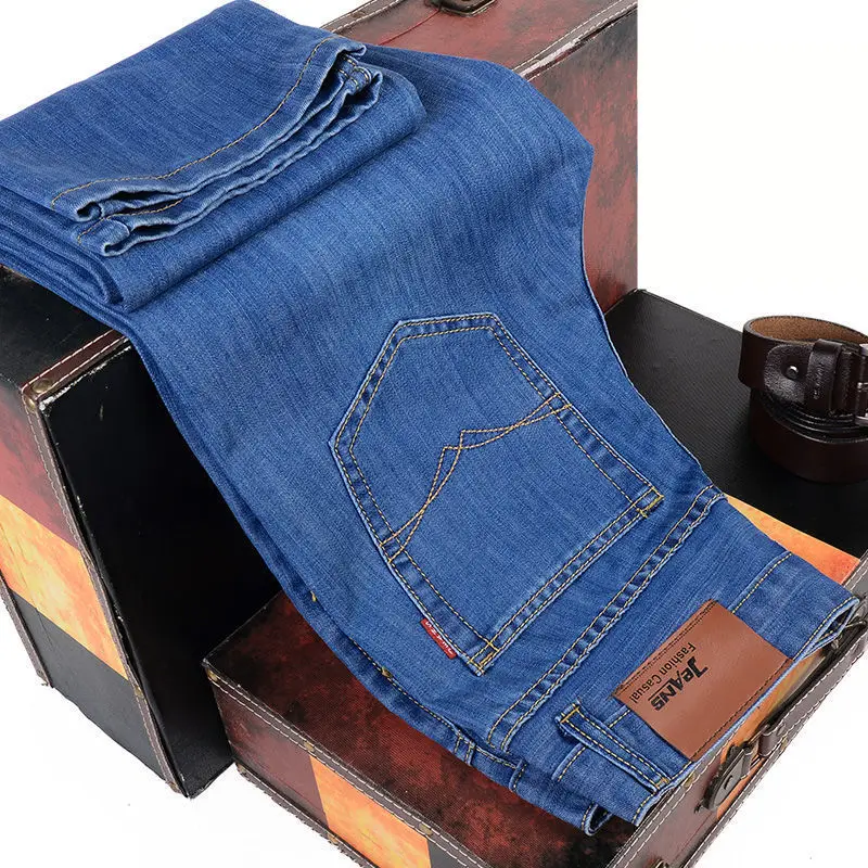 Men Fashion Straight Jeans Men 2025 New Stretch Slim Fit Pants Comfortable Soft Business Denim Trousers Male Brand Clothing - Image 3