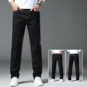 Alternative view of 2025 Men Fashion Daily Casual Loose Straight Leg Jeans Male Business Slim Fit Elasticity Denim Pants Blue Black Trousers