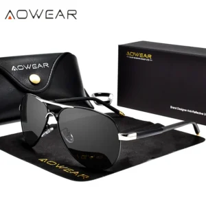 Alternative view of AOWEAR Men's Aviation Sunglasses Men Polarized Mirror Sunglass for Man HD Driving Pilot Sun Glasses lunettes de soleil homme