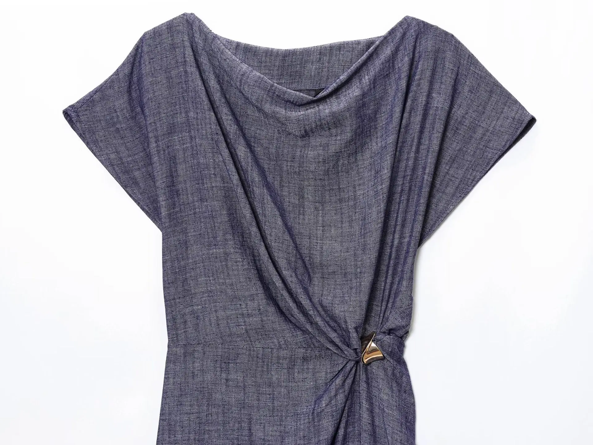 Women's elegant knotted round neck dress short sleeve waist long dress 2025 summer fashion commuting leisure holiday dress - Image 4