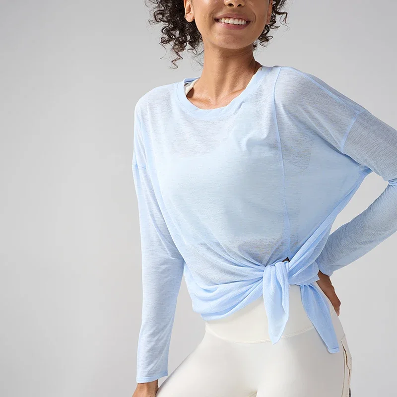 Gym Sports Tops Workout T-shirts Women Yoga Clothing Running Loose Slim Quick Dry Training Long Sleeve Blouse Fitness Tops👚 - Image 5