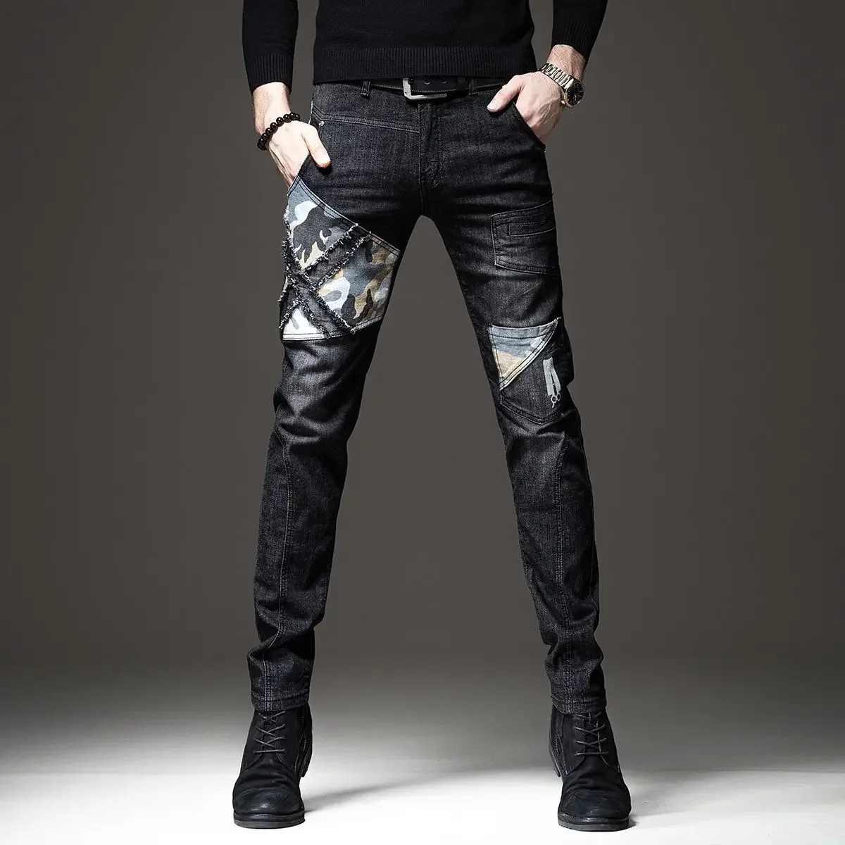 Trousers Jeans for Work Wear White Men Man Cowboy Pants with Print Y2k Vintage Xs Washed 2025 Trend Goth Classic Luxury Retro - Image 5