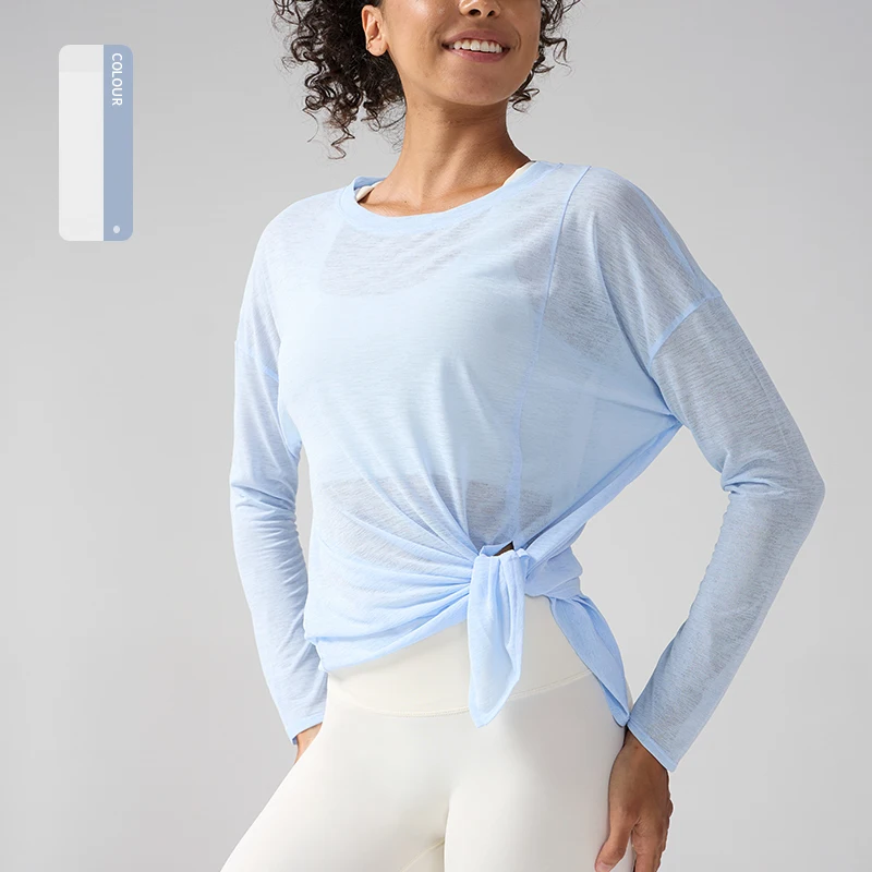 Gym Sports Tops Workout T-shirts Women Yoga Clothing Running Loose Slim Quick Dry Training Long Sleeve Blouse Fitness Tops👚 - Image 8