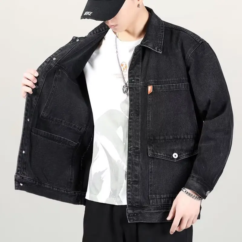 Men's Autumn All-Matching Jeans Jacket Loose Tooling Casual Denim Jacket Men Jeans Men's Clothing Coats man jackets - Image 4