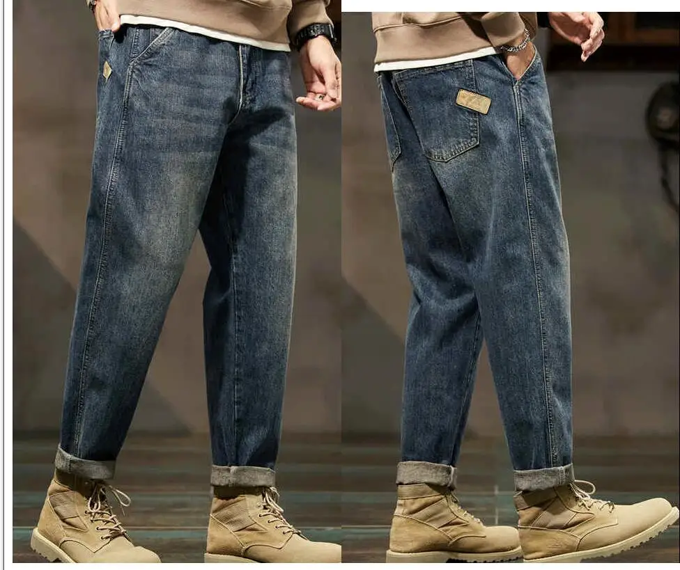 Jeans For Men Baggy Pants Loose Harem Pants Men Fashion Clothes Pockets Patchwork Denim Trousers Size 28-36 - Image 9